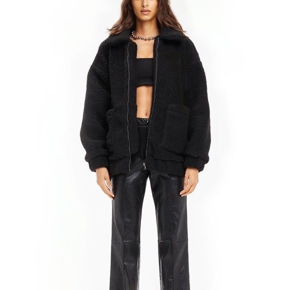 I AM GIA Teddy Coat Black Oversized Sherpa Long Coat Size Small - Picture 16 of 16